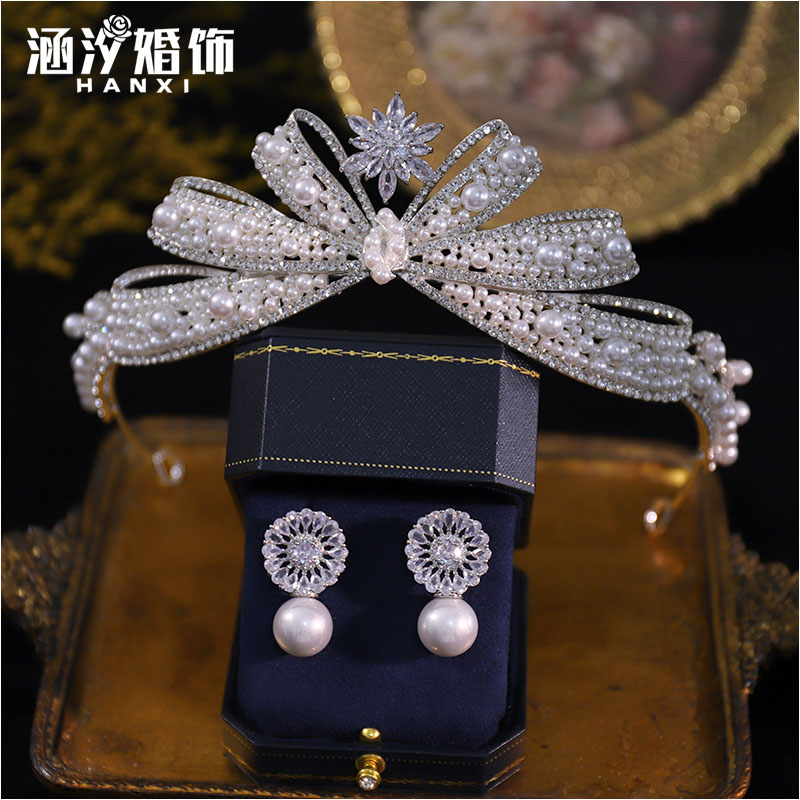 涵汐新款合金复古精致蝴蝶结皇冠