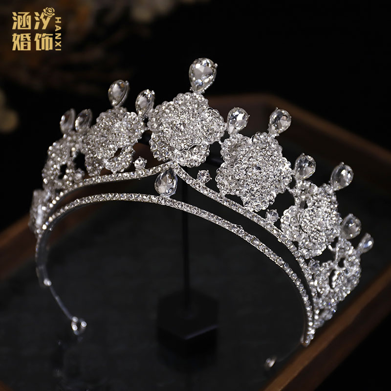 新款法式高端奢华玫瑰花朵水晶公主生日新娘皇冠结婚头饰高级感