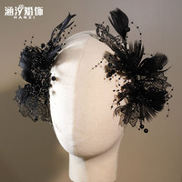 涵汐新款手工蕾絲結(jié)婚頭飾對(duì)夾