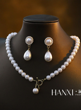 涵汐新款珍珠锁骨链礼服配饰简约