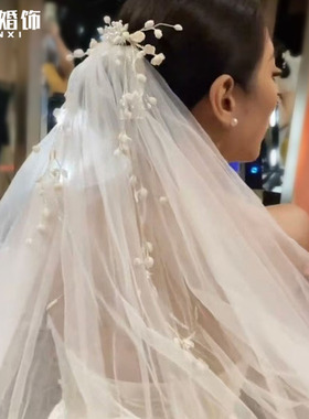 新款铃兰花头饰头纱新娘结婚头饰