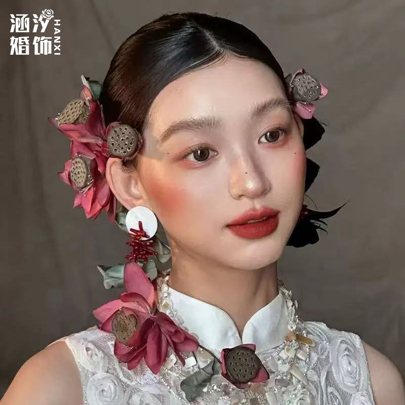 新款新中式仿真花莲雾发饰