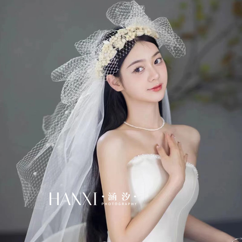 涵汐新款结婚发箍头纱婚纱头饰
