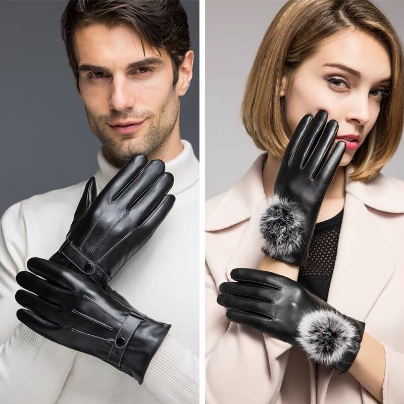 冬季加绒加厚手套皮骑行