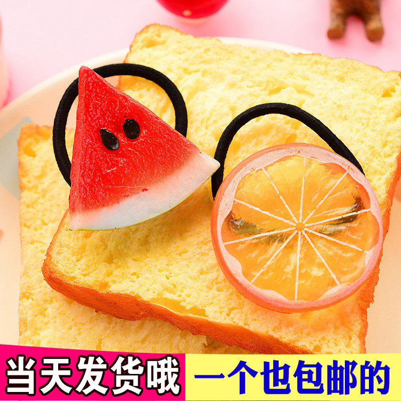 日本原宿柠檬发圈发夹头绳 可爱水果软妹皮筋边夹森女系发卡发饰