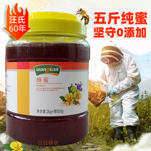 汪氏蜂蜜5斤大瓶2500g装 旗舰店官方 百花蜜蜂园纯正天然蜜糖旺式