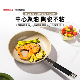 莱德斯聚芯钛陶瓷不粘锅家用牛排煎锅煎蛋煎饼烙饼平底锅中心聚油