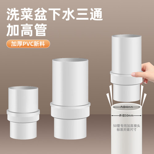 洗菜盆下水管pvc加高管断层50管延长管厨房加长加厚排水增高接头