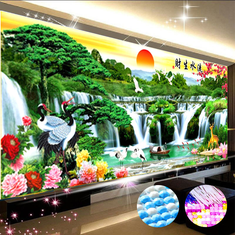 流水生财5d钻石画2026新款高级满钻粘贴画客厅大气手工diy十字绣