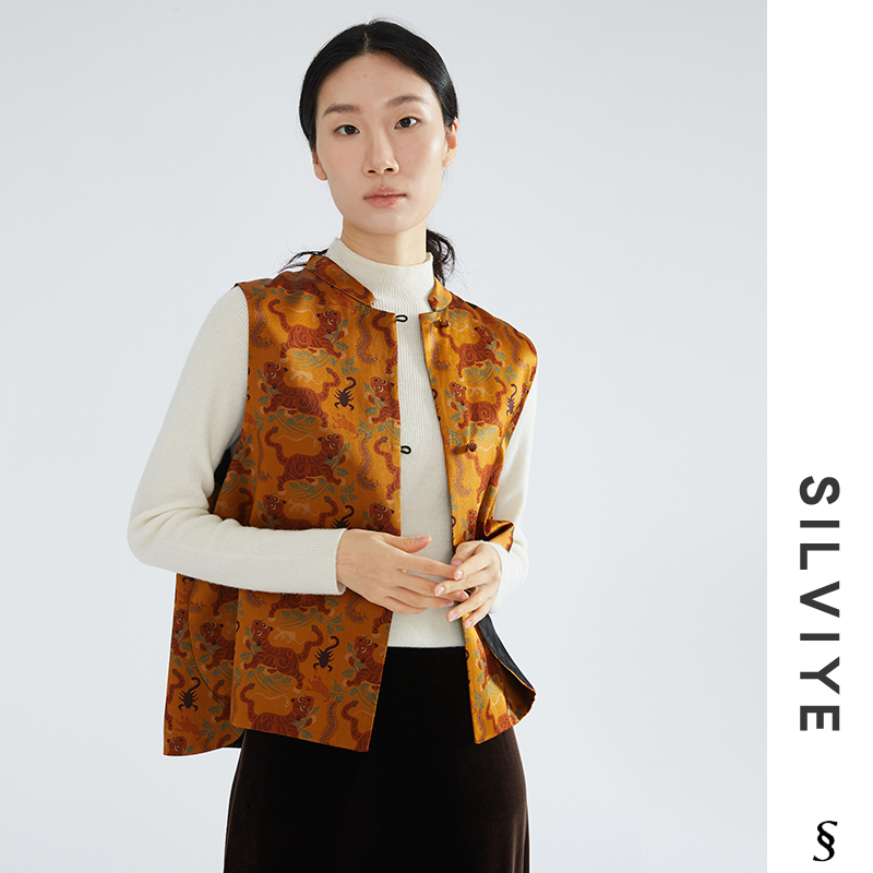 SILVIYE双面穿重缎提花马甲