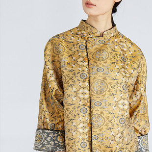 SILVIYE锦衣华服真丝老宋锦桑蚕丝立领外套女提花长袖外套