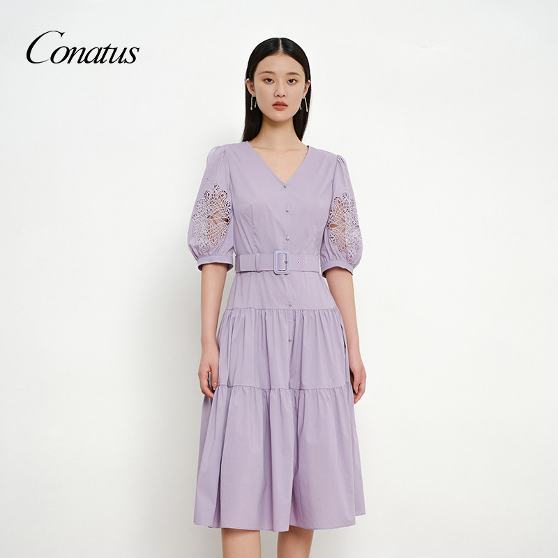 CONATUS/珂尼蒂思夏季新款时尚复古个性百搭舒适蛋糕连衣裙女