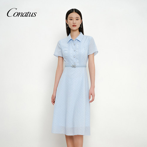 CONATUS/珂尼蒂思收腰显瘦连衣裙年夏季新款清新可爱裙子女