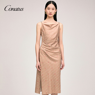 CONATUS/珂尼蒂思法式优雅吊带裙年秋季新款高级感波点裙子女