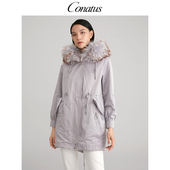 女装 新款 獭兔毛大毛领加厚尼克服外套 珂尼蒂思热销冬季 CONATUS