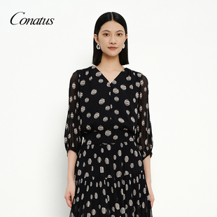 优雅遮肉女神范衬衫 新款 珂尼蒂思波点减龄上衣年夏季 CONATUS