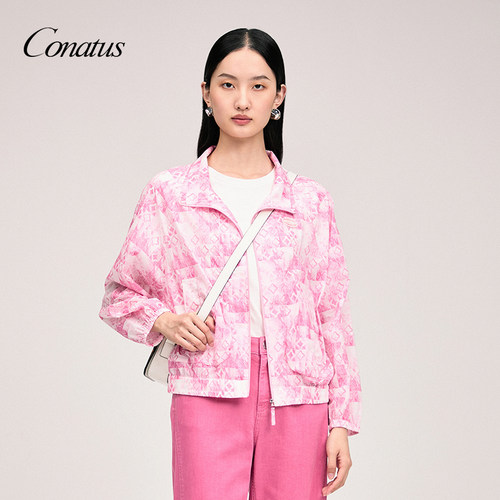 CONATUS/珂尼蒂思年秋季新款粉色花短款外套女休闲简约上衣