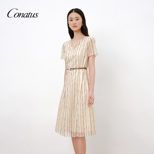 CONATUS/珂尼蒂思夏季新款网纱透明时尚优雅长款气质连衣裙女