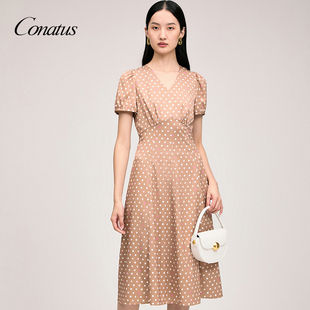 CONATUS/珂尼蒂思波点连衣裙年秋季新款减龄少女感可爱裙子