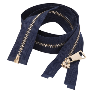 5号浅金开尾拉链皮草皮衣外套金属铜拉链高档衣服门襟开口拉锁头