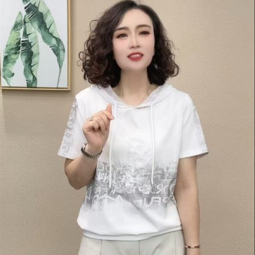全棉薄款短袖卫衣女宽松遮肉
