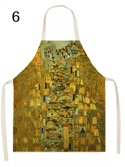 Klimler Oil Painting Series Linen Apron for Kitchen Cooking and Cooking Home Apron Stain-Resistant Apron Anti-Fouling