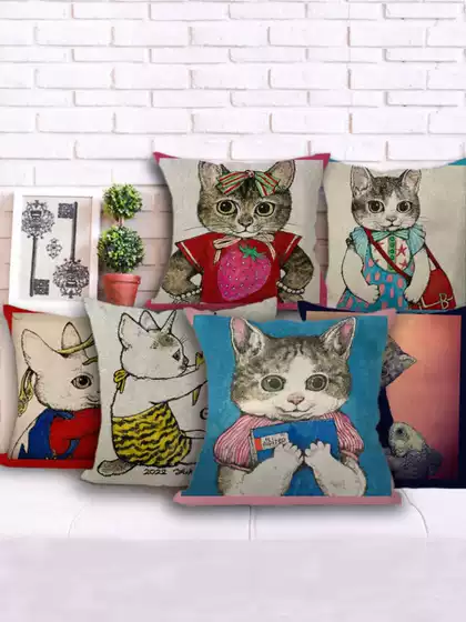 Japanese Yuko Higuchi Yuko Cat Pillow Core Cover Cartoon Pillow Cover Living Room Sofa Nap Cushion