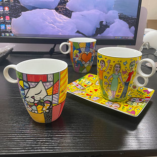 德国高宝Goebe杯碟套装咖啡杯碟卡通大容量马克杯水杯艺术陶瓷杯
