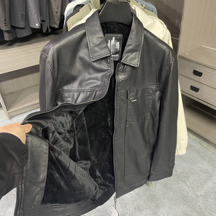特价 断码 PU皮衣男翻领夹克加绒黑色休闲外套 明显设计 柜货余单