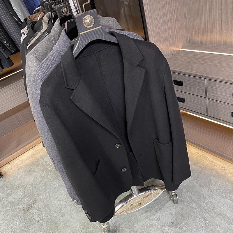 品牌撤柜 余单!秋冬款男士100羊毛西装大衣双面呢纯色西服外套男