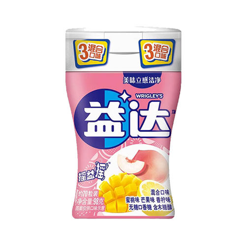 益达无糖木糖醇口香糖70粒*1大瓶混合水果味泡泡糖果清新口气