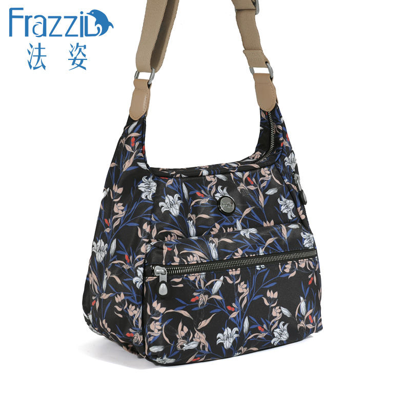 Frazzil/法姿斜挎包包女2022春夏新品休闲尼龙布包时尚单肩妈妈包