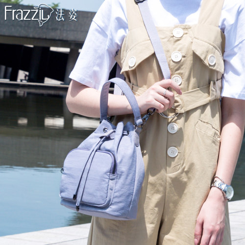 Frazzil/法姿小斜挎包女新品韩版休闲帆布手提包时尚抽带水桶包潮 - 封面