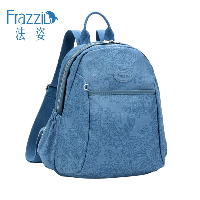Frazzil/法姿双肩背包女新款时尚帆布色旅游背包轻便书包休闲大包