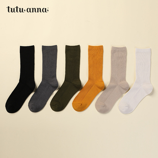tutuanna短袜女 吸汗ins潮纯色短袜女 纯色短袜棉质日系袜子秋季
