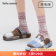tutuanna羊毛袜子女 秋冬中筒袜圣诞风羊毛加厚保暖百搭短袜女