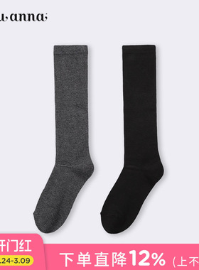 tutuanna女袜中筒袜35cm吸汗透气秋冬黑色保暖潮流中筒袜可外穿