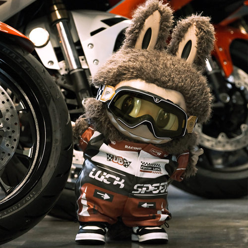 新品58首领zimomo赛车服搪胶公仔拉布布潮玩娃衣labubu原创衣服