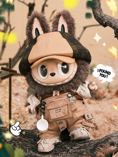 现货Zimomo首领58cm潮玩手办搪胶娃娃拉布布卡其色套装娃衣原创