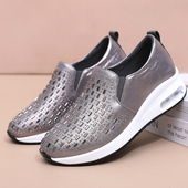 坡跟舒适运动鞋 单鞋 防滑 中年皮鞋 休闲老人鞋 真皮妈妈鞋 2026春秋款