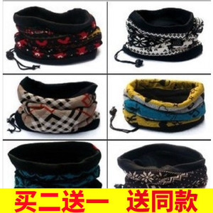 秋冬加厚双层保暖套头围巾抓绒围脖帽子护颈椎脖套骑行防风面罩
