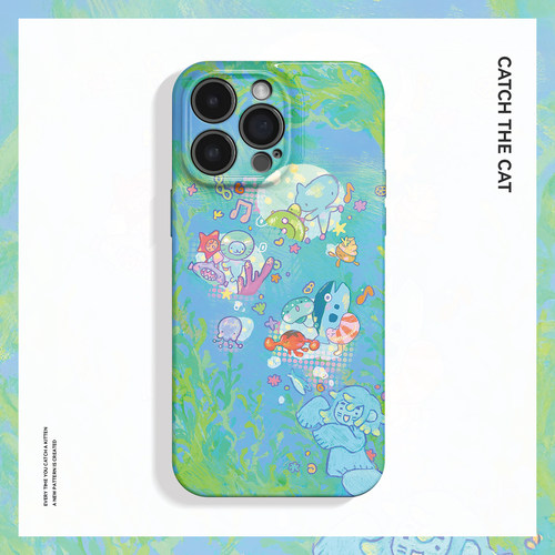 海草派对~趣味海底卡通涂鸦ins适用iPhone16/15pro手机壳华为mate70小米14vivoS19小众iqooneo10苹果14findx8