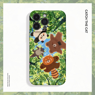 夏日伙伴 15pro手机壳新华为mate70小米14vivoS19软iqooneo10苹果14findx8 森林可爱卡通动物ins适用iPhone16