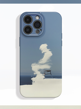 独坐~简约小众高级感适用iPhone15/16手机壳华为nova12小米14苹果12畅享60OPPOreno9油画vivos18软IQOO10全包