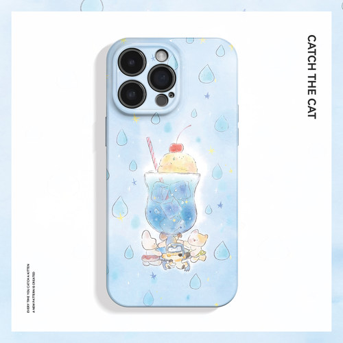 雨滴冰淇淋~清新可爱治愈插画ins适用iPhone16/15pro手机壳华为mate70小米14vivoS19软iqooneo10苹果14findx8