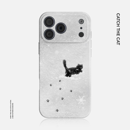 踏雪~简约雪地黑猫ins适用iphone17promax手机壳苹果16华为nova14mate80小米15opporeno13软vivox200一加ace6