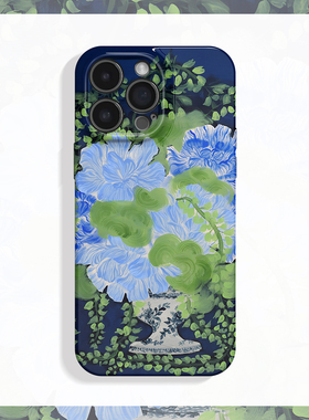 北岛的花~清新蓝绿菲林适用iPhone16/15pro手机壳新款华为nova13软OPPOreon12苹果14vivoS20一加ACE3荣耀200