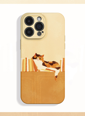 书桌小猫~简约油画艺术ins适用苹果17promax手机壳iPhone16华为mate70小米15vivoS19小众iqooneo12oppofindx8