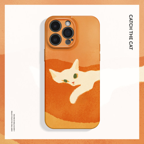 慵懒小猫~可爱油画猫咪ins适用iPhone16/15promax手机壳华为pura70苹果14红米k80vivoX200软opporeno12畅享70