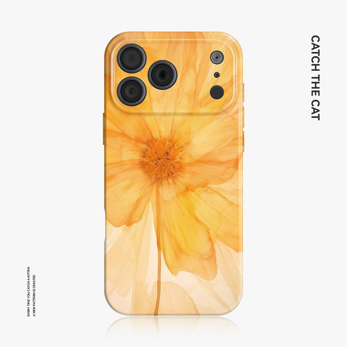 花纱~橘黄水彩花朵ins适用苹果17手机壳iphone16华为nova14韩系p70小米15opporeno13vivox200一加ace5荣耀400